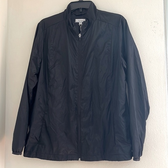 Lady Hagen black lightweight Windbreaker,lining zip up jacket size XL - Picture 1 of 10